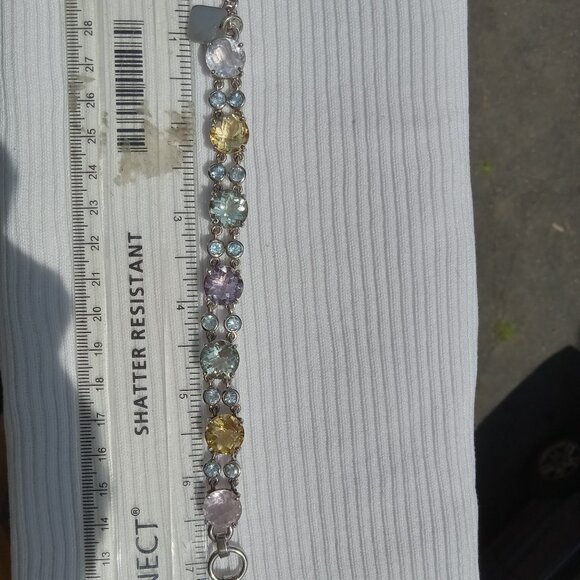 Clear Quartz, Citrine, Amethyst, blue topaz 925 Bracelet - Picture 5 of 5